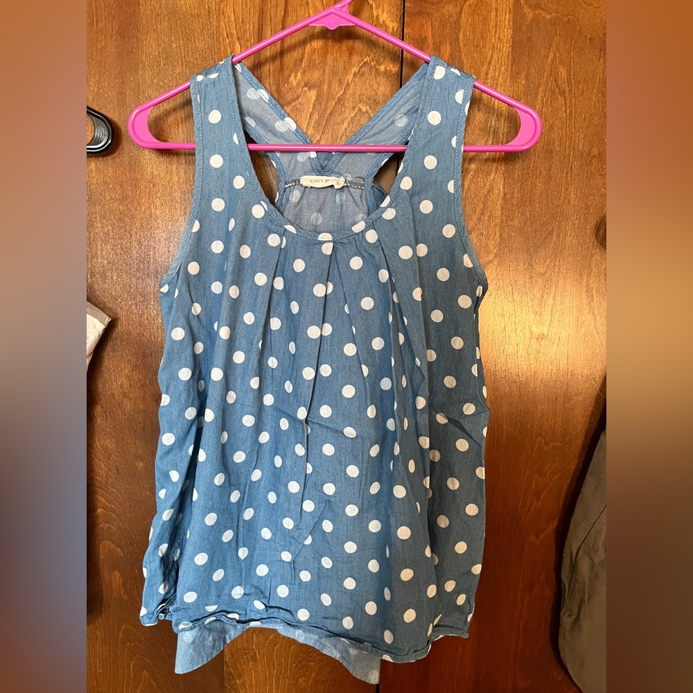 Blue razor back tank top